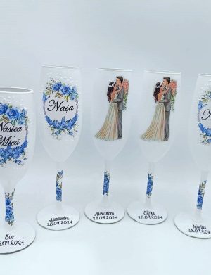 Set 5 pahare personalizate pentru miri, nasi si nasa mica – FEIS407025