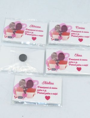 Set 5 placute Domnisoara de onoare personalizate, cu magnet, 80x45mm – ILIF407032