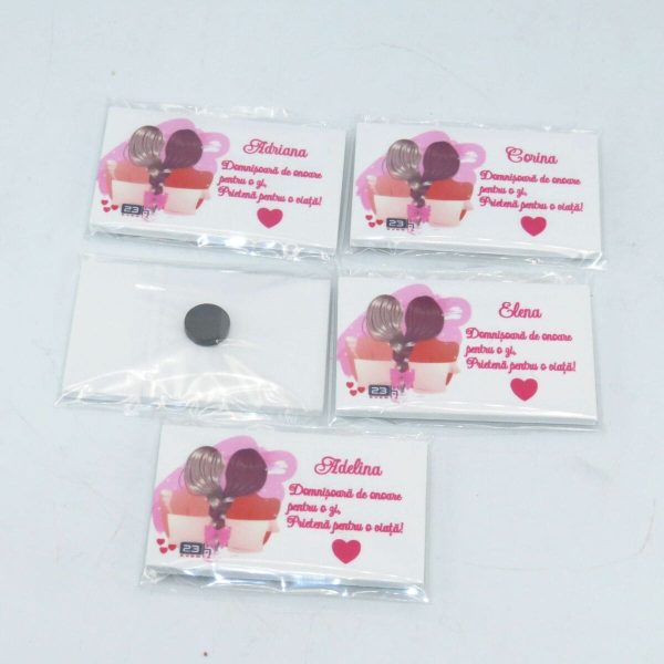 Set 5 placute Domnisoara de onoare personalizate, cu magnet, 80x45mm ILIF407032 (4)