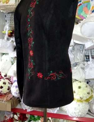 Vesta de dama brodata, croita in Romania, rosu-verde – LLDJ407001