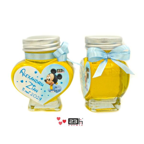Mărturii dulci cu miere, baby Mickey mouse, bleo, handmade Iubire, borcan 90 gr - MIBC407016
