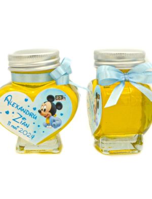 Mărturii dulci cu miere, baby Mickey mouse, bleo, handmade Iubire, borcan 90 gr – MIBC407016