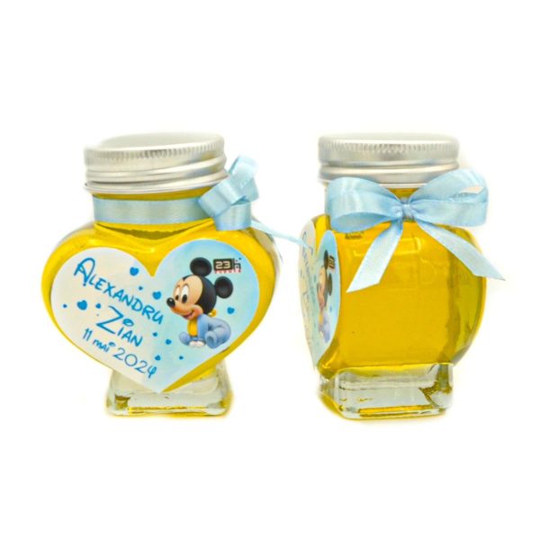 marturii miere inima personalizate pentru botez cu baby mickey mouse 1