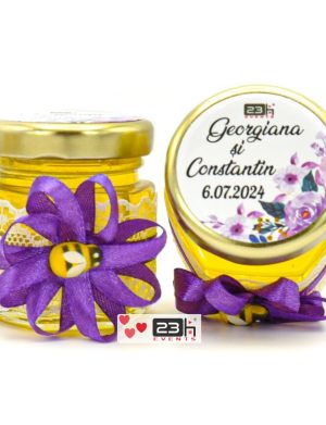 marturii miere personalizate pentru nunta cu mov 1