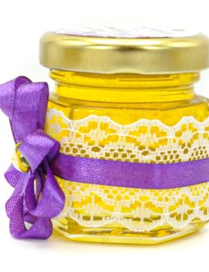 Marturii dulci cu miere, model handmade Rafinament – mov, borcan 50 gr – MIBC407015