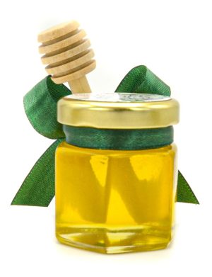 Mărturii dulci cu miere, model Aventură, nunta si botez, verde, borcan 50 gr – MIBC407011