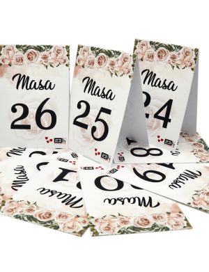 Număr masă cu design flori crem-dust pink, trandafiri – MIBC407010