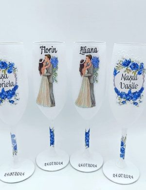 Set 4 pahare personalizate pentru miri si nasi – FEIS408009