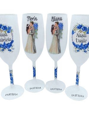 Set 4 pahare personalizate pentru miri si nasi – FEIS408009