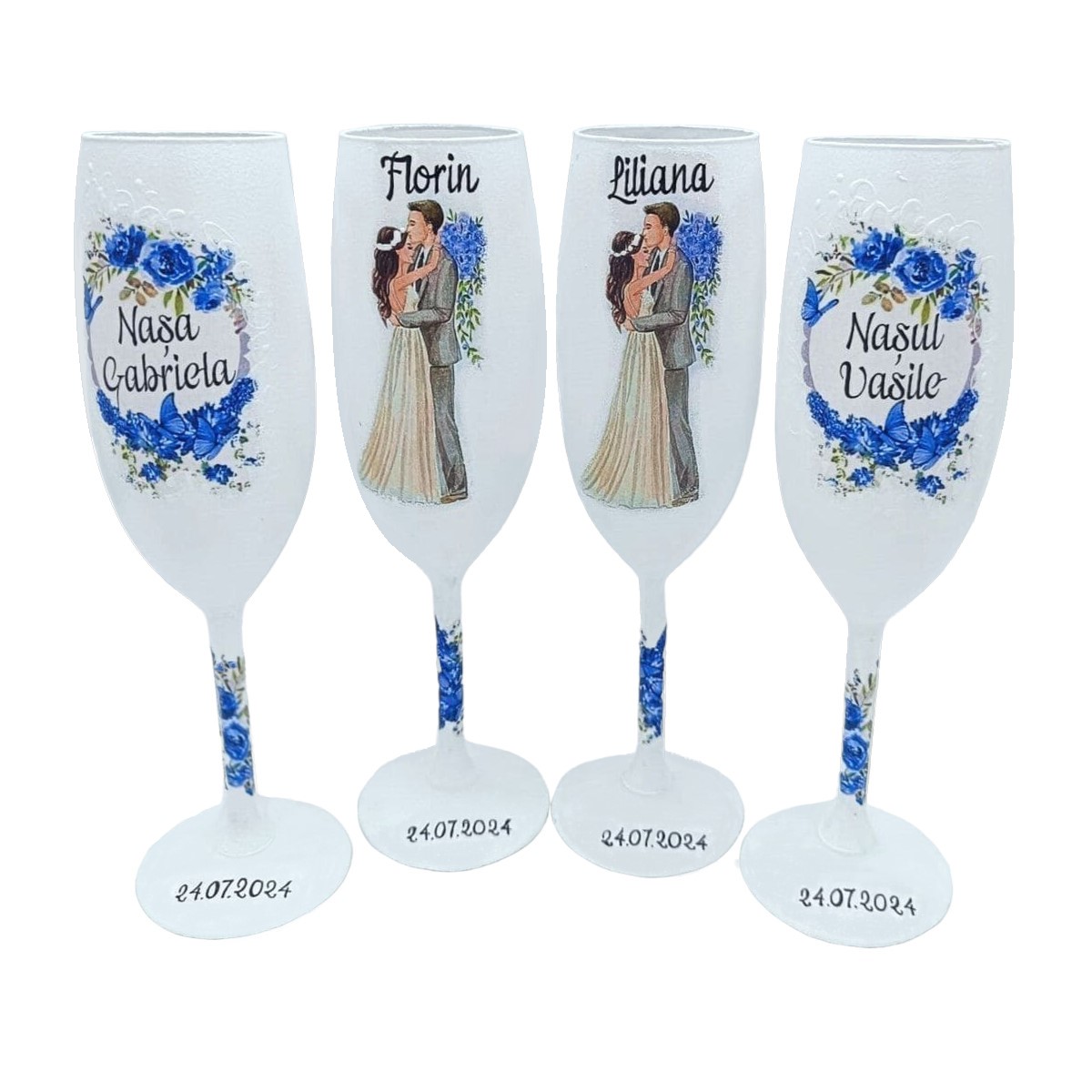 Set 4 pahare personalizate pentru miri si nasi FEIS408009