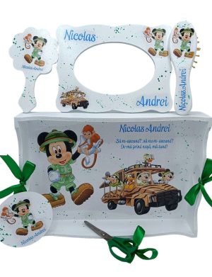 Set Tavita Mot (turta), Mickey in Safari, model personalizat cu 6 piese – FEIS408008