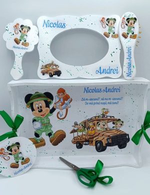 Set Tavita Mot (turta), Mickey in Safari, model personalizat cu 6 piese – FEIS408008