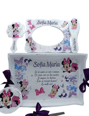 Set Tavita Mot (turta), Purple Minnie, model personalizat cu 6 piese FEIS408006 (1)