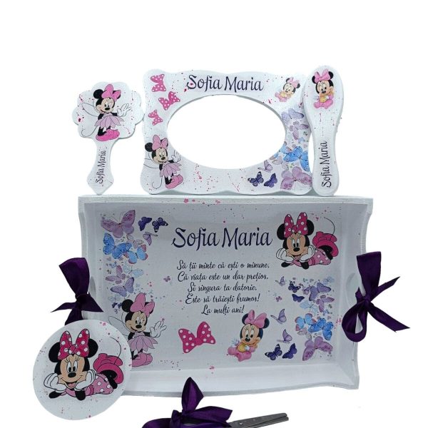 Set Tavita Mot (turta), Purple Minnie, model personalizat cu 6 piese FEIS408006 (1)