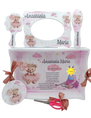 Set Tavita Mot (turta), Ursulica in Tutu, model personalizat cu 6 piese – FEIS408007