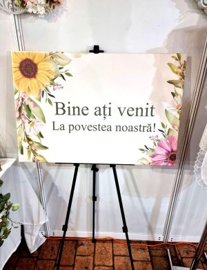 Tablou Bine ati Venit nunta, Nepersonalizat, Floarea-soarelui, dim. 94 ×55 cm – ILIF408009