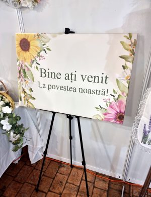 Tablou Bine ati Venit nunta, Nepersonalizat, Floarea-soarelui, dim. 94 ×55 cm – ILIF408009