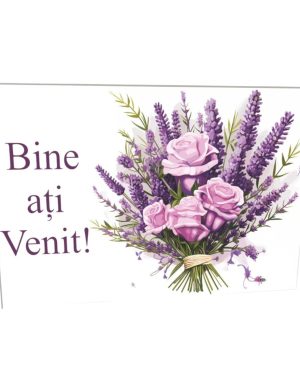 Tablou Bine ati Venit nunta, Nepersonalizat, Lavanda, dim. 94×55 cm – ILIF408010