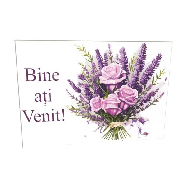 Tablou Bine ati Venit nunta, Nepersonalizat, Lavanda, dim. 94x55 cm ILIF408010