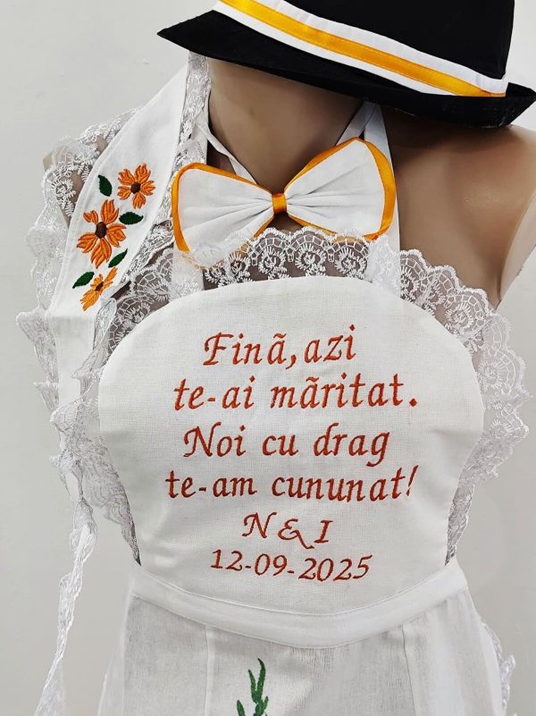 Set dezgatit mireasa 4 piese, floarea soarelui model 2, Personalizat, palarie neagra si bentita ODIS163 (1)