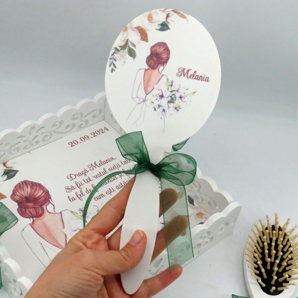 Set gatit mireasa, White Flowers, tavita dantelata personalizata, 3 piese ILIF409007 (1)