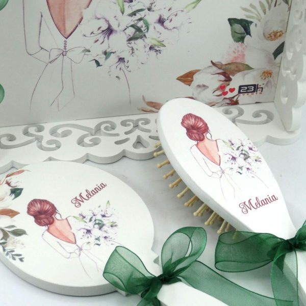 Set gatit mireasa, White Flowers, tavita dantelata personalizata, 3 piese ILIF409007 (5)