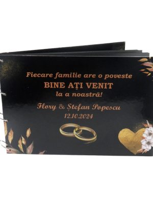 Guest Book – carte mesaje invitati, model deosebit negru-auriu, Personalizat – ILIF410008