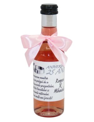 Marturie nunta de Argint, Sticluta de Vin personalizata, fundita roz – ILIF411002