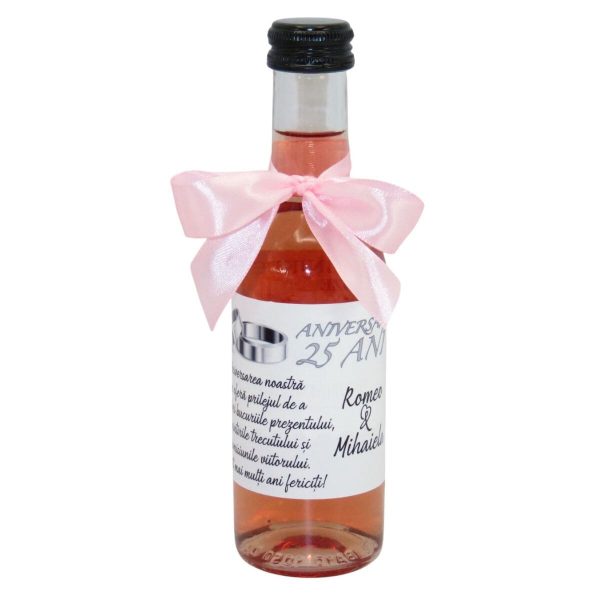 Marturie nunta de Argint, Sticluta de Vin personalizata, fundita roz ILIF411002 (3)