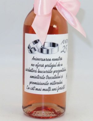 Marturie nunta de Argint, Sticluta de Vin personalizata, fundita roz – ILIF411002