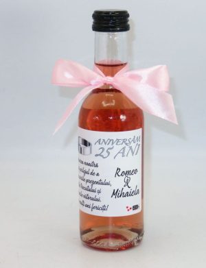 Marturie nunta de Argint, Sticluta de Vin personalizata, fundita roz – ILIF411002