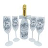 Set Cadou Nunta de Argint, sticla spumant si 4 pahare decorate manual, model deosebit - FEIS410017