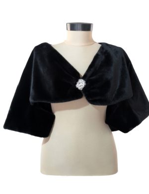 Bolero mireasa, negru cu blanita, scurt – ILIF411012