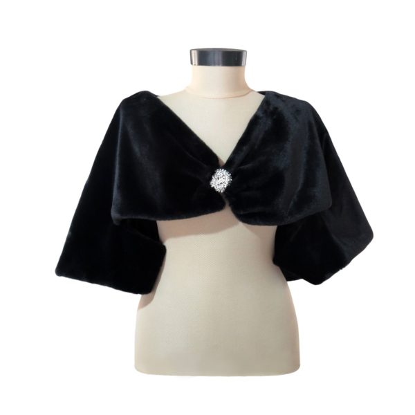 Bolero mireasa, negru cu blanita, scurt ILIF411012 (3)