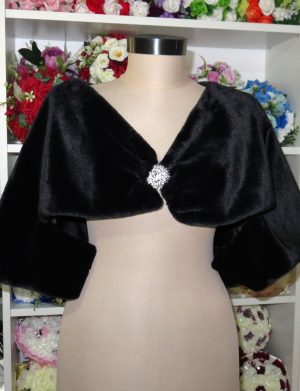 Bolero mireasa, negru cu blanita, scurt – ILIF411012