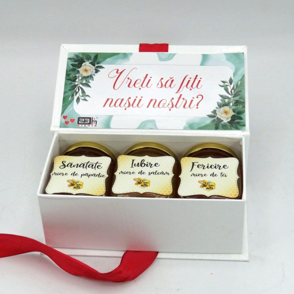 Cadou Cerere Nasi Cununie cutie cu 3 borcanele de miere ILIF501005 (8)