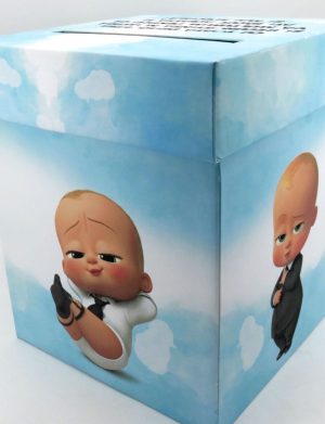 Cutie dar (bani) botez, nepersonalizata, design Boss Baby, bleu, dim. 21x21x26 cm – MIBC411004