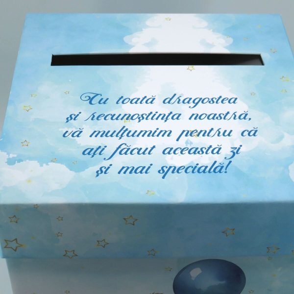 Cutie dar (bani) botez, nepersonalizata, design Ursulet, bleu, dim. 21x21x26 cm MIBC411002 (3)