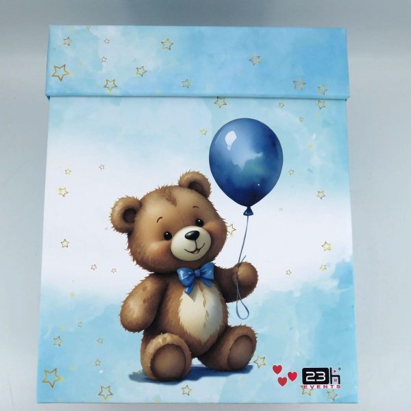 Cutie dar (bani) botez, nepersonalizata, design Ursulet, bleu, dim. 21x21x26 cm MIBC411002 (5)