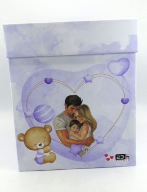 Cutie dar (bani) nunta & botez, nepersonalizata, mov, dim. 21x21x26 cm – MIBC411006