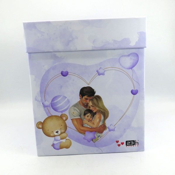 Cutie dar (bani) nunta & botez, nepersonalizata, mov, dim. 21x21x26 cm MIBC411006 (1)