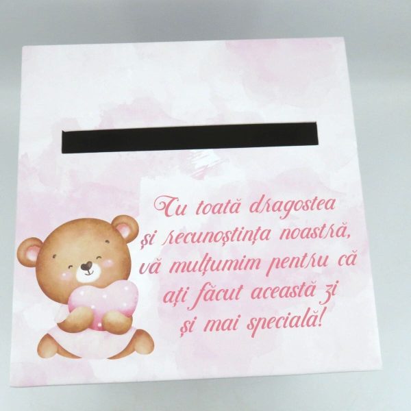 Cutie dar (bani) nunta & botez, nepersonalizata, roz, dim. 21x21x26 cm MIBC411007 (4)