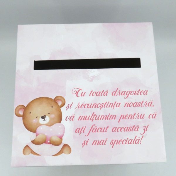 Cutie dar (bani) nunta & botez, nepersonalizata, roz, dim. 21x21x26 cm MIBC411007 (5)