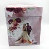 Cutie dar (bani) nunta, nepersonalizata, design floral grena, dim. 21x21x26 cm MIBC411011 (2)