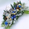 Decor handmade de Craciun cu braduti, case si globuri in nuante de auriu si albastru FEIS411011 (2)