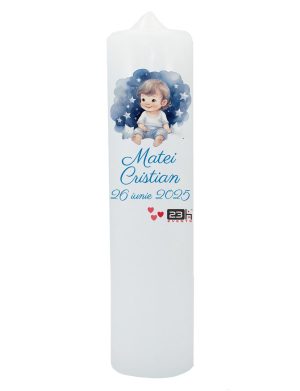 Lumanare botez baietel, model Personalizat, Bebe stele – ILIF411050