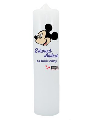 Lumanare botez baietel, model Personalizat, Mickey – albastru – ILIF411054