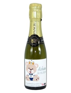 Marturie botez fetita, sticluta vin spumant, model personalizat – ILIF411025