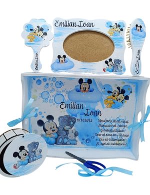 Set Tavita Mot (turta), Mickey si Baloanele de sapun, model personalizat cu 6 piese – FEIS412005