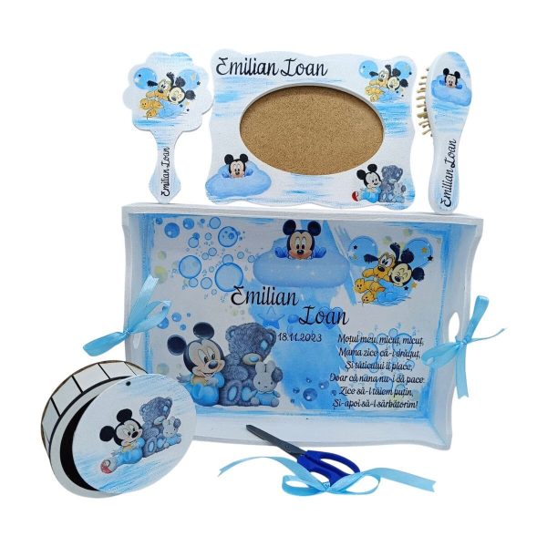 Set Tavita Mot (turta), Mickey si Baloanele de sapun, model personalizat cu 6 piese - FEIS412005